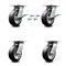 Service Caster 6 Inch Rubber on Aluminum Caster Set with Roller Bearing 4 Swivel Lock 2 Brake SCC-35S620-RAR-SLB-BSL-2-BSL-2 - alternate 1